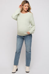 Mint Green Fuzzy Soft Knit Maternity Sweater