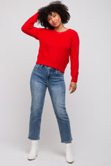 Red Fuzzy Soft Knit Maternity Sweater