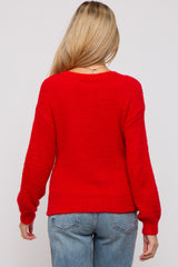 Red Fuzzy Soft Knit Maternity Sweater