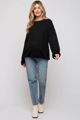 Black Basic Drop Shoulder Maternity Sweater