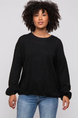 Black Basic Drop Shoulder Sweater