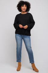 Black Basic Drop Shoulder Maternity Sweater