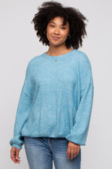 Blue Basic Drop Shoulder Sweater