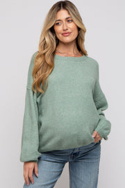 Mint Green Basic Drop Shoulder Maternity Sweater