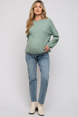 Mint Green Basic Drop Shoulder Maternity Sweater