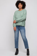 Mint Green Basic Drop Shoulder Sweater