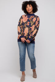 Navy Blue Floral Sweater