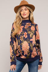 Navy Blue Floral Maternity Sweater