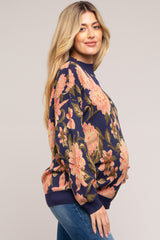 Navy Blue Floral Maternity Sweater