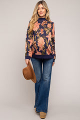 Navy Blue Floral Maternity Sweater