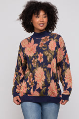 Navy Blue Floral Sweater