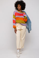 Multi-Color Striped Thick Knit Maternity Sweater