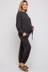 Charcoal Soft Knit Brushed Long Sleeve Maternity Lounge Set