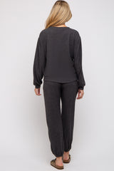 Charcoal Soft Knit Brushed Long Sleeve Maternity Lounge Set