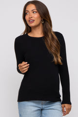 Black Soft Brushed Maternity Long Sleeve Top