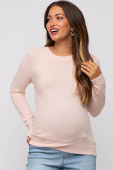 Light Pink Soft Brushed Maternity Long Sleeve Top