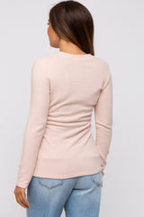 Light Pink Soft Brushed Maternity Long Sleeve Top