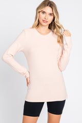 Light Pink Soft Brushed Maternity Long Sleeve Top