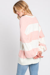 Pink Striped Brushed Sweater