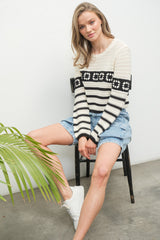 Ivory Black Printed Sweater