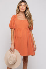 Rust Square Neck Maternity Mini Dress