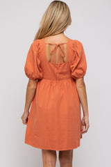 Rust Square Neck Maternity Mini Dress