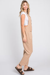 Taupe Checkered Soft Knit Overall