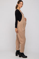 Taupe Checkered Soft Knit Maternity Overall