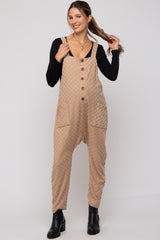 Taupe Checkered Soft Knit Maternity Overall