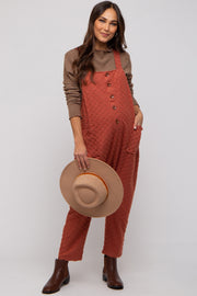 Rust Checkered Soft Knit Maternity Overall