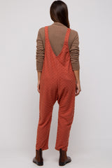 Rust Checkered Soft Knit Maternity Overall