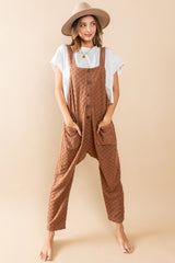 Brown Checkered Soft Knit Maternity Overall