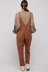 Brown Checkered Soft Knit Maternity Overall