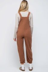 Mocha Front Pocket Knit Maternity Overalls