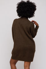 Olive Turtleneck Sweater Mini Dress