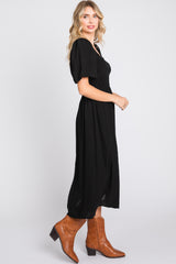 Black Square Neck Midi Dress