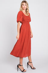 Rust Square Neck Maternity Midi Dress