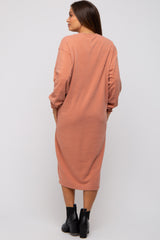 Rust Oversized Maternity Sweatshirt Midi Dress