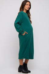 Green Oversized Maternity Sweatshirt Midi Dress