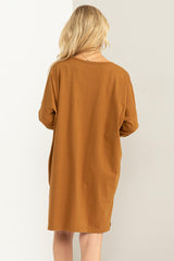 Brown Long Sleeve Shirt Dress