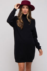 Black Knit Long Sleeve Turtleneck Maternity Sweater Dress