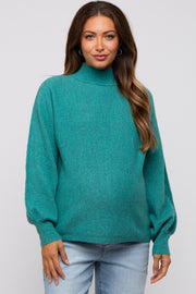 Teal Mock Neck Maternity Sweater