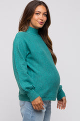 Teal Mock Neck Maternity Sweater