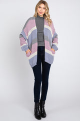 Multi-Color Striped Open Knit Cardigan