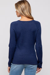 Navy Basic Raglan Sleeve Maternity Sweater Top