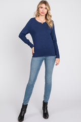 Navy Basic Raglan Sleeve Sweater Top