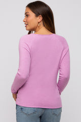 Mauve Basic Raglan Sleeve Maternity Sweater Top