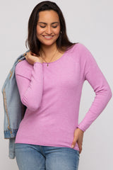 Mauve Basic Raglan Sleeve Maternity Sweater Top