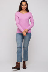 Mauve Basic Raglan Sleeve Sweater Top