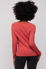 Rust Basic Raglan Sleeve Sweater Top